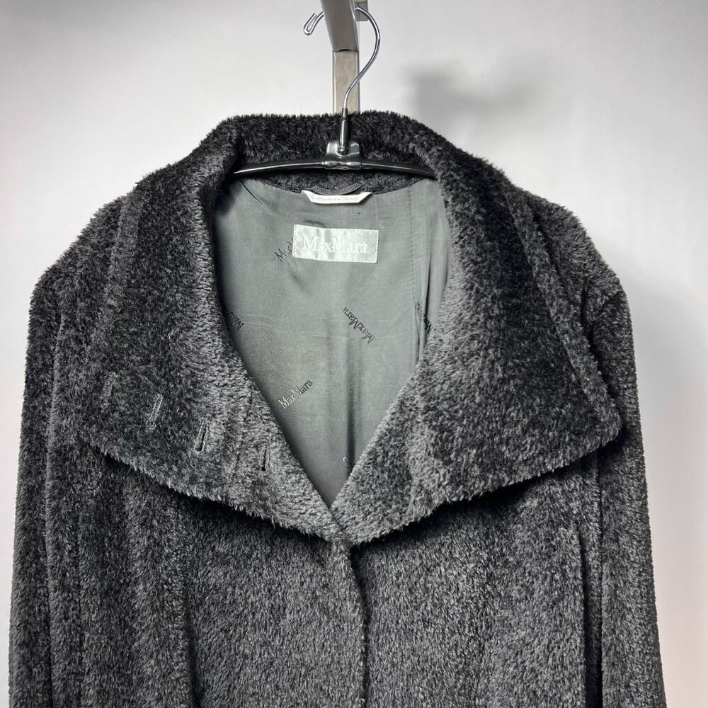 MaxMara Black Teddy Coat with High Collar - Picture 2 of 10